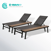 Chaise longue de jardin en aluminium de qualité supérieure avec cadre en bois pour villa, maison, cour, vente en gros