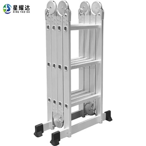 Échelle télescopique en aluminium multi-positions à 4 marches de 4,7 m |   Capacité de charge lourde de 150 kg |   Verrouillage automatique |   Certifié EN131 |   Maison industrielle - Product Image 1