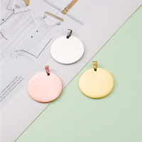 Personnalisation d'usine, pendentif en acier inoxydable poli miroir, étiquette vide pour animaux de compagnie, cœur rond, bijoux en gros