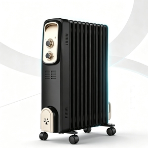 <span class=keywords><strong>Radiateur</strong></span> à huile noir vintage avec 4 canaux d'huile et protection contre la surchauffe pour chambre et salon - Product Image 1
