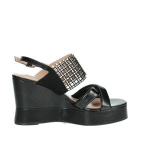 Sandali con tacco a punta aperta con morbido e comodo zeppa PX486 SA4141 cinturino alla caviglia Design primavera estate autunno-nero - Product Image 4