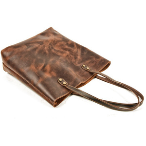 logotipo personalizado hecho de cuero bolso de hombro bolso bolsa de lujo de cuero de Caballo Loco mujer bolsa - Product Image 3