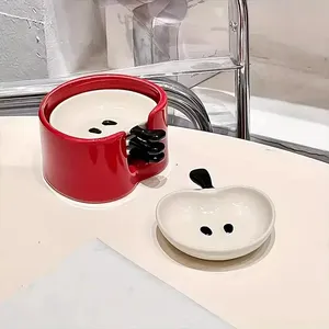 4-Piece Ceramic Dipping Sauce <strong>Set</strong> with Stand - Cute Cartoon Small Bowls for Soy Sauce, Wasabi, Hot Pot - Product Image 1