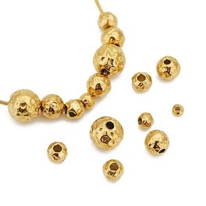 Perles texturées en acier inoxydable, or et argent, martelées, percées, rondes, pour la fabrication de bijoux DIY, vente en gros, couleur 18k, résistantes à la décoloration - Product Image 4