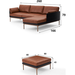 Sofá Esquinero Retro Británico MUMAIDI de Una Plaza, Estilo Vintage, Cuero PU Encerado, Estructura de Madera Maciza, con Reposapiés - Product Image 4