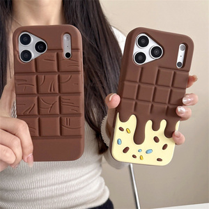 Cute Chocolate 3D Silicone Mobile Phone <b>case</b> for iPhone 17 16 15 14 13 Pro Max Ice Cream Rubber Cookie ins soft back Cover new - Product Image 3