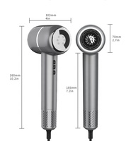 Pengering rambut ionik Motor tanpa sikat, pengering rambut ion negatif layar LED kecepatan tinggi pengering rambut profesional 110000rpm