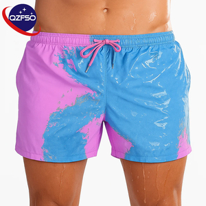 Shorts de bain thermochromiques QZFSO personnalisés avec logo, tissu sensible à la température, changement de couleur, pour la plage - Product Image 3