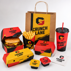Caja de Embalaje Personalizada con Logotipo para Comida para Llevar, de Papel de Grado Alimenticio, para Restaurante de Comida Rápida, para Hot Dogs, Pollo Frito y Hamburguesas - Product Image 5