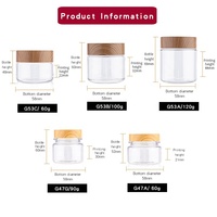 Couvercle en Grain de bois Recyclable de luxe Transparent 60ML 90ML 100ML 120ML PET pot en plastique vide pour crème cosmétique