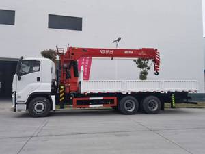 Export Isuzu 6X4 Zware Vrachtwagen Met 14ton 16ton Rechte Giek Flatbed Dropside Vrachtwagen Gemonteerde Kraan - Product Image 4