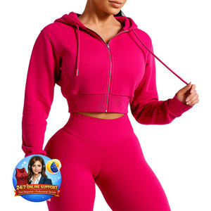 Vestes à Capuche Full Zip de <span class=keywords><strong>Fitness</strong></span> avec Poches pour Femmes, Hauts de Yoga Chauds à Manches Longues, Vêtements de Sport d'Entraînement - Product Image 1