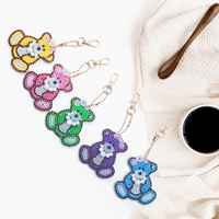 5 pièce/ensemble DIY Diamant Porte-clés Pendentif Cristal Sac Suspendu Pleine Perceuse Diamant Peinture Ours Porte-clés Femmes Sac Pendentif Charme
