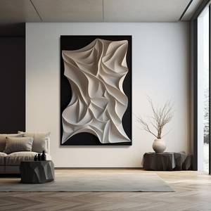 Tranh treo tường gỗ nghệ thuật đen trắng 2 màu sang trọng hiện đại phong cách đơn giản chất liệu gỗ 3D có vân - Product Image 4