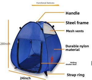 Pop Pet House Bag, Corral Portátil para Mascotas, Tienda de Campaña con 3 Ventanas de Malla, Puerta con Cremallera, Tela de Protección Solar, Seguro para Perros/Gatos/Conejos - Product Image 6