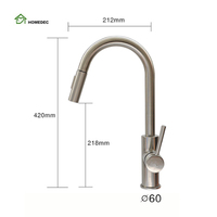 2024 Amérique Offre Spéciale Moderne Nickel Brossé Évier Robinet D'eau Pont Monté Capteur Tactile Intelligent Pull Out Évier Robinets De Cuisine