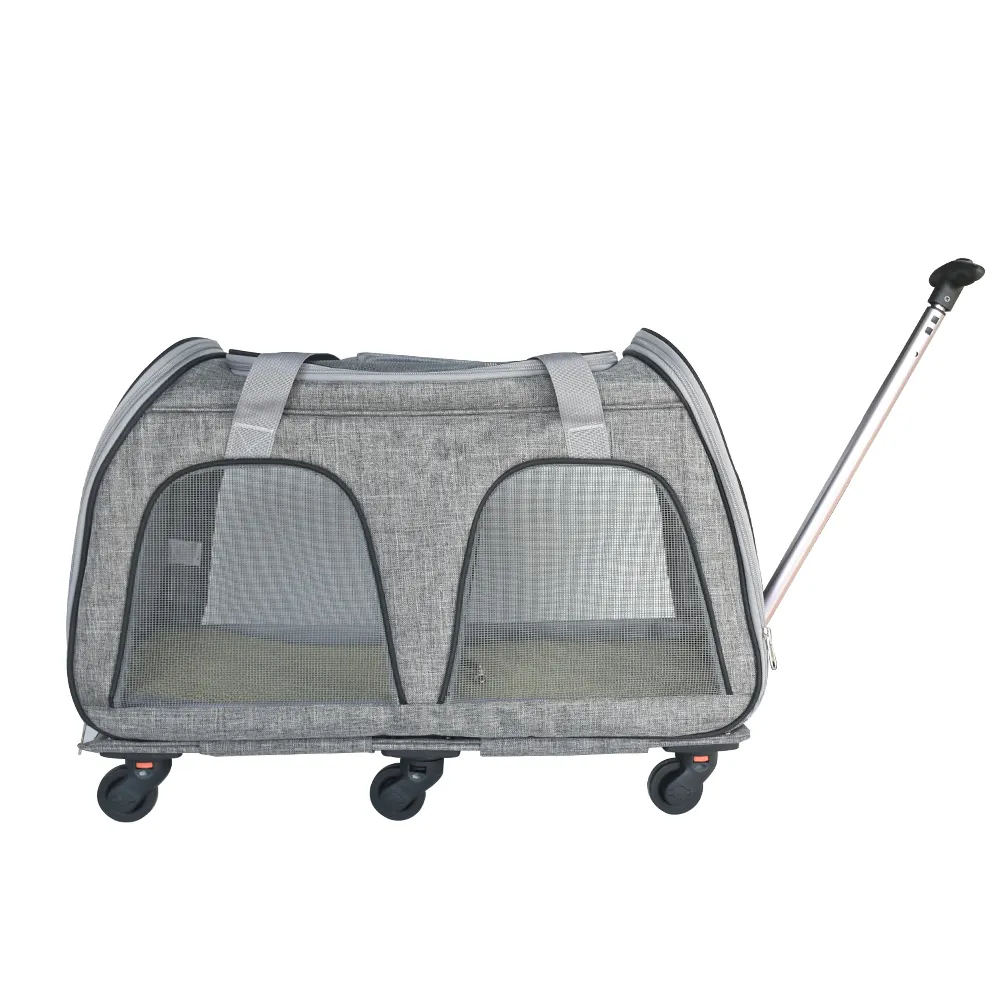 Hot Sell Airline Aprovado Melhor Grande capacidade em Rodas Carrinho Trolley Pet Rolling Pet Bag Dog Cat Carrier Custom Logo