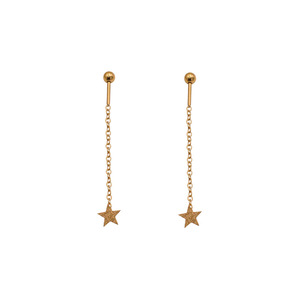 Star Drop Earrings Gold Plated Tin Alloy Geometric Dangle For Women - Product Image 5