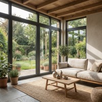 Moderna Terraza de Cristal para Patio con Doble Acristalamiento Low-E y Techo de Aleación de Aluminio Impermeable para Uso Residencial en Villas