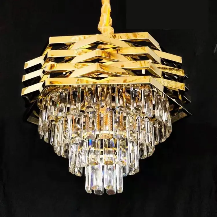 2023 round indoor luxury pendant light black gold LED hanging lamp home nordic modern k9 crystal chandelier