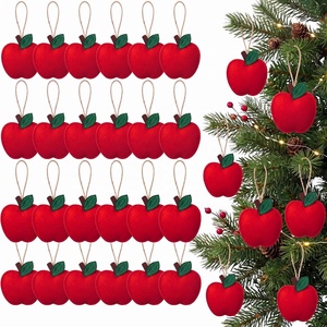 Paquete de 24 Adornos de Manzanas de Fieltro para Árbol de <span class=keywords><strong>Navidad</strong></span>, Decoraciones Colgantes de Manzanas Rojas para Tableros de Anuncios de Bienvenida del Primer Día de Clases - Product Image 1