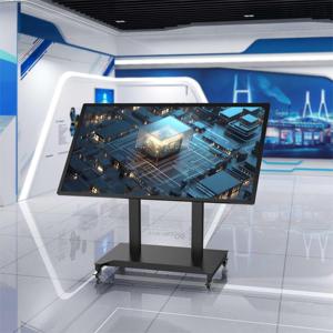 ارتفاع الميل قابل للتعديل بكرة كهربائية متنقلة عالمية حامل تلفزيون عربة حامل أرضية تلفزيون كهربائي