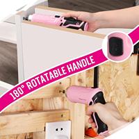 Ensemble d'outils roses de base de 75 pièces Tournevis sans fil rotatif et kit d'outils ménagers Boîte à outils portable en acier