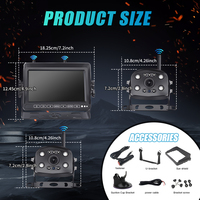 7 pouces HD 720P rétroviseur sans fil moniteur de recul IP68 étanche vidéo IR Vision nocturne pour remorques voitures RVs camions