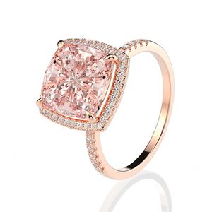 Silver jewelry 925 Main Material morganite Pink Cubic Zirconia silver ring precious stone - Product Image 3
