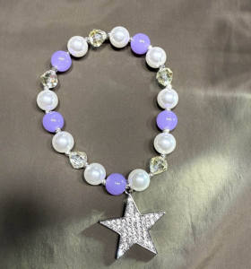 Nieuwe elegante paarse en witte kristallen kralen sterhanger voor huisdieren - Product Image 2