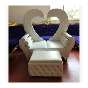 Düğün mobilyası beyaz deri Loveseat gelin ve damat sandalye kalp şekli taht sandalye