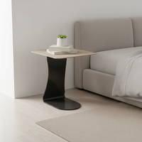 Table Basse Noire Design Moderne Doré avec Rangement Latéral, Prix Usine, Personnalisable, Mobile, en Bois et Acier Inoxydable, Vente en Gros