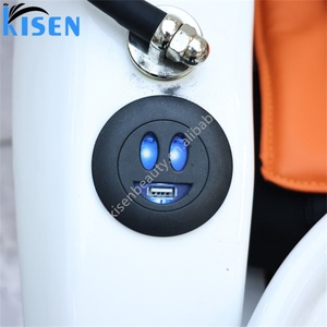 KISEN Lit de massage et de lavage capillaire en cuir blanc japonais, électrique, doré, pour salon de beauté et spa, table de massage pour soins du visage - Product Image 6