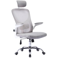 Chaise de bureau ergonomique moderne en maille avec support lombaire, accoudoirs fixes, pivotante et roulante, idéale pour le bureau à domicile, les hôpitaux et les salons.