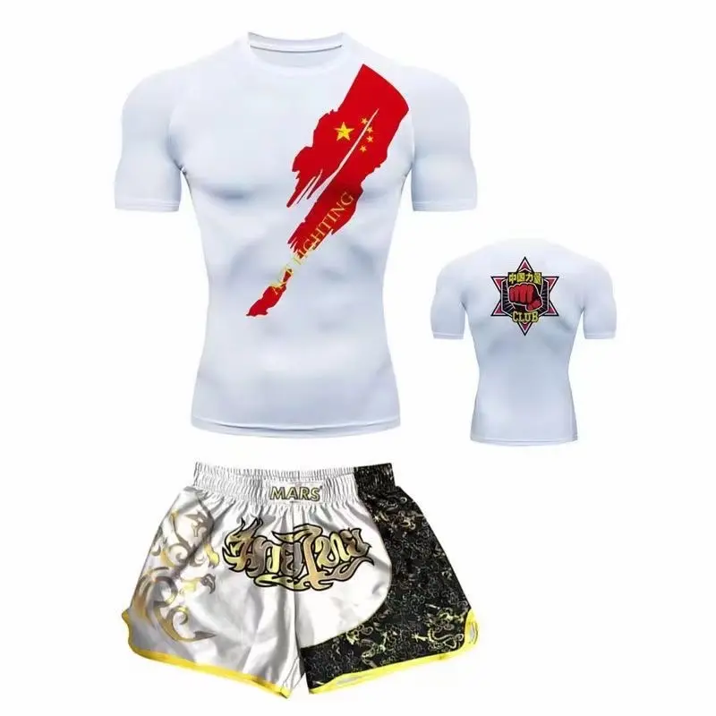 Factory custom boxing training suit mixed martial arts sportswear two-piece set