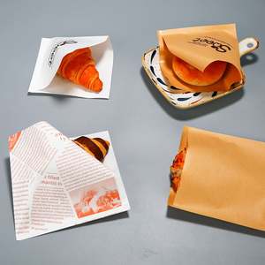 Bolsa de Papel Triangular Personalizada con Doble Abertura, Resistente al Aceite y a la Grasa, para Pan, Waffles, Hamburguesas, Sándwiches y Donas - Product Image 4