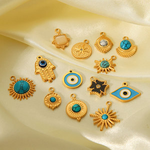 Colgantes de Turquesa Vintage de Acero Inoxidable 316L con Baño de Oro de 14k y 18k, Inoxidables, para Fabricación de Joyas, Collares y Pulseras - Product Image 4
