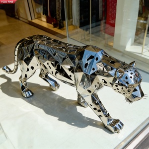 <span class=keywords><strong>Sculpture</strong></span> géométrique creuse en acier inoxydable YOUFINE, motif léopard, pour espace commercial, place publique, décoration métallique - Product Image 2