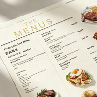 Impression de menus de restaurant occidental sur mesure, design de menu en papier doré de luxe pour hôtel, café, hall, bar, menu de plats et de boissons