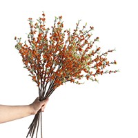 Kunstmatige kleine bessen lange tak, duindoornvrucht, fruitrank, bloemaccessoires, bloemendecoratie
