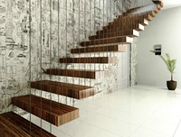 Escalier pliant distinctif en acier et bois, étanche, anti-corrosion, haute résistance, durable, longue durée de vie, écologique, simple, pour villa