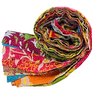 100% Cotton Kantha Scrap <b>Strips</b> Made from Recycled 2" Cotton <b>Fabric</b> Sewing Craft DIY Home Decor Textile Art Bag Making Projects - Product Image 1