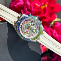 Montre de luxe en cristal pour femmes, bracelet en silicone, cadran incrusté de cristaux, sous-cadran multifonction