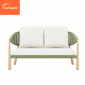 Ensemble <span class=keywords><strong>de</strong></span> canapés <span class=keywords><strong>de</strong></span> <span class=keywords><strong>jardin</strong></span> en <span class=keywords><strong>aluminium</strong></span> pour l'extérieur, avec finition imitation <span class=keywords><strong>bois</strong></span> et cordage tressé souple, idéal pour terrasse et hôtel - Product Image 4