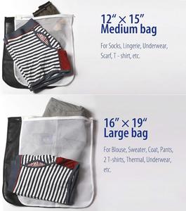 Sac à linge durable et écologique en polyester et coton, avec cordon de serrage, fermeture éclair, pliable, design en maille, tissu élégant pour le lavage - Product Image 4
