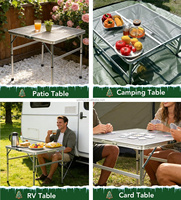 Table pliante avec poignée de transport, hauteur réglable, en métal noir, maille métallique, portable, compacte, pour l'extérieur et l'intérieur, capacité de 4 à 66 lb