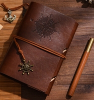 Classeur en cuir pour cahier sur le thème des pirates vintage promotionnel avec journal d'apprentissage et de planification créatif avec logo personnalisé