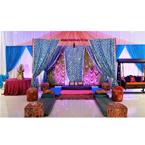 ซารีอาราเบียนแต่งงาน Zari ผ้าม่านแบ็คดรอปพราว Mehndi เวทีผ้าม่านฉากหลัง Zari - Product Image 1
