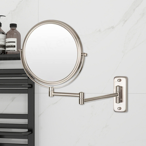 Vente chaude Miroir grossissant mural extensible Miroir de salle de bain rond d'hôtel rond pliant - Product Image 1