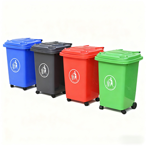 Contenedores de Basura de Plástico con Ruedas de 50L, Ecológicos, Ahorran Espacio, con Tapas Enrollables, Tamaño Pequeño para Uso Interior/Exterior - Product Image 1